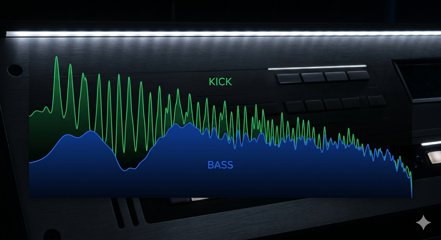 Kick drum and bass interaction in a mix